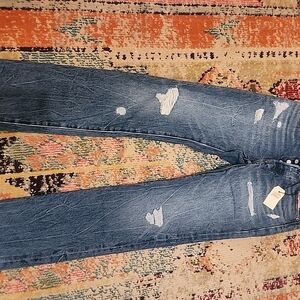 Levi's Distressed Straight Leg Jeans - Dark Blue